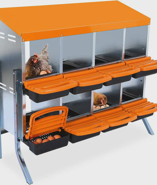 Stabiele Metalen Kippen Nestkast met Stand - 12 Vakken - Automatische Ei-verzameling