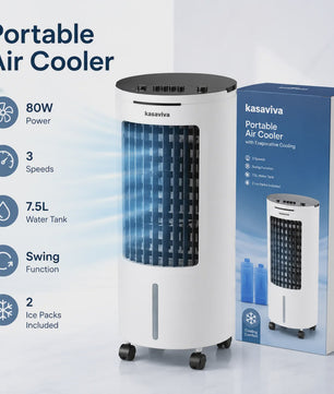 Draagbare Water Air Cooler met 4L Tank, 65W, 3 Snelheden & Afstandsbediening