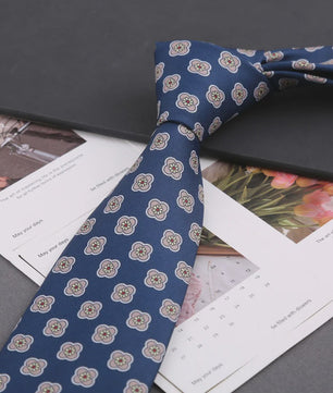 Klassieke Heren Strikdas - Imitatie Zijde met Polka Dot & Bloemendessin