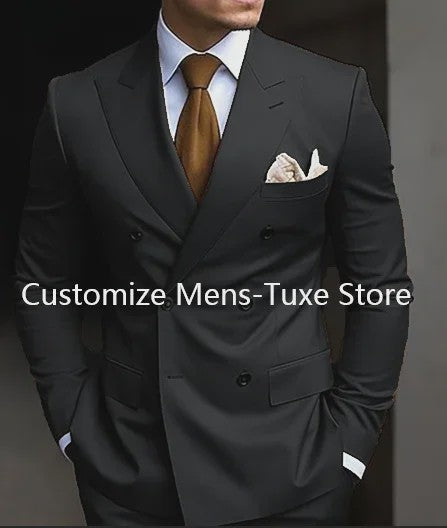 Luxe Bruin Herenpak - Double Breasted, Peak Lapel, Slim Fit Blazer & Pantalon