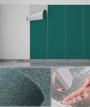 Zelfklevende 3D Wandsticker met Linnenstructuur - Waterdicht & Decoratief