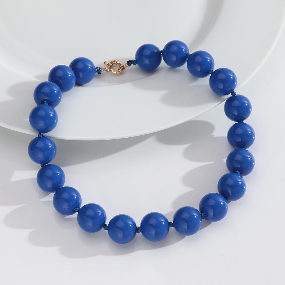 Handgemaakte Retro Acryl Ketting met Grote Kleurrijke Kralen - Statement Choker