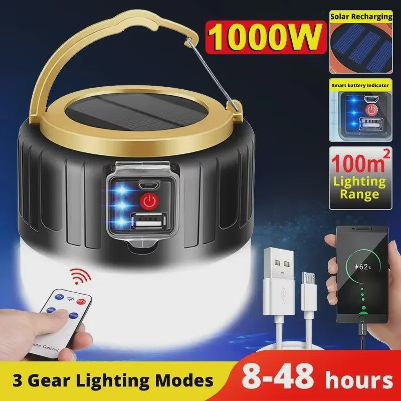 Oplaadbare Solar Camping Lantaarn - Krachtig, Draagbaar & Opvouwbaar LED Licht met USB