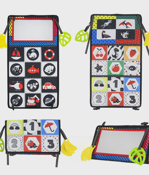 Zachte Baby Stoffen Boek met Spiegel - Interactief Educatief Montessori Speelgoed