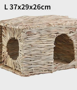 Vouwbaar Gras Nest Huisje voor Konijn, Hamster & Cavia - Natuurlijk Kauwspeelgoed