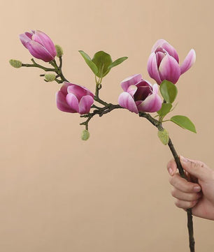 Zijden Magnolia Boeket - Kunstbloemen voor Bruiloft, Decoratie & DIY