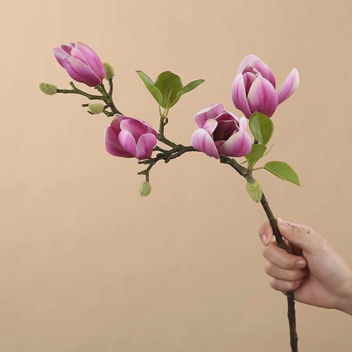 Zijden Magnolia Boeket - Kunstbloemen voor Bruiloft, Decoratie & DIY