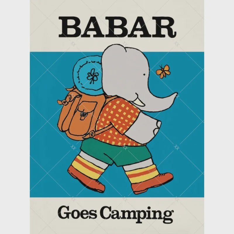 Babar Poster Canvas - Sprookjes Kunst voor Kinderkamer & Babykamer Decoratie