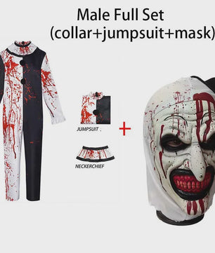Bloedige Art the Clown Kostuum - Terrifier Killer Clown Jumpsuit voor Halloween & Carnavalsfeest