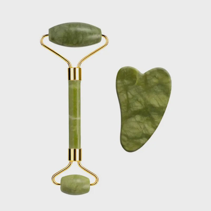 Natuurlijke Jade Roller & Gua Sha Set met Oogmasker - Gezichtsverzorging & Ontspanning