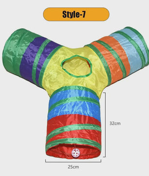 Opvouwbare Katten Speeltunnel - Interactief Speelgoed voor Katten & Konijnen - Beige/Bruin