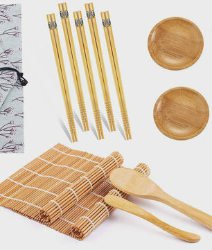 Compleet Sushi Maken Set: Bamboe Mats, Bazooka, Lepels, Eetstokjes & Meer