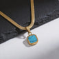 Vnox Heren Ketting met Geometrische Vierkante Natuursteen Hanger - Goud/Zilver Kleur Roestvrij Staal Blade Ketting