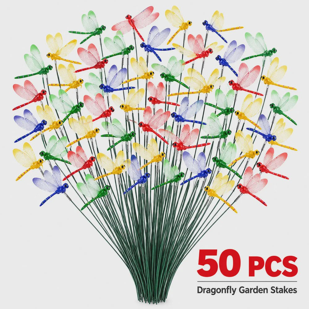 Kleurrijke 3D Libellen Tuindecoratie - Set van 5, 10, 25 of 50 Stuks