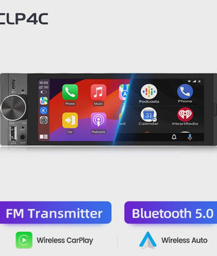 Universele 1-DIN Autoradio met 6.86" IPS Touchscreen, Draadloze CarPlay & Android Auto