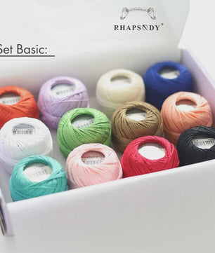 Rhapsody Pearl Cotton Garen Set - Maat 8 - 12 Bollen voor Haken, Borduren & Knutselen