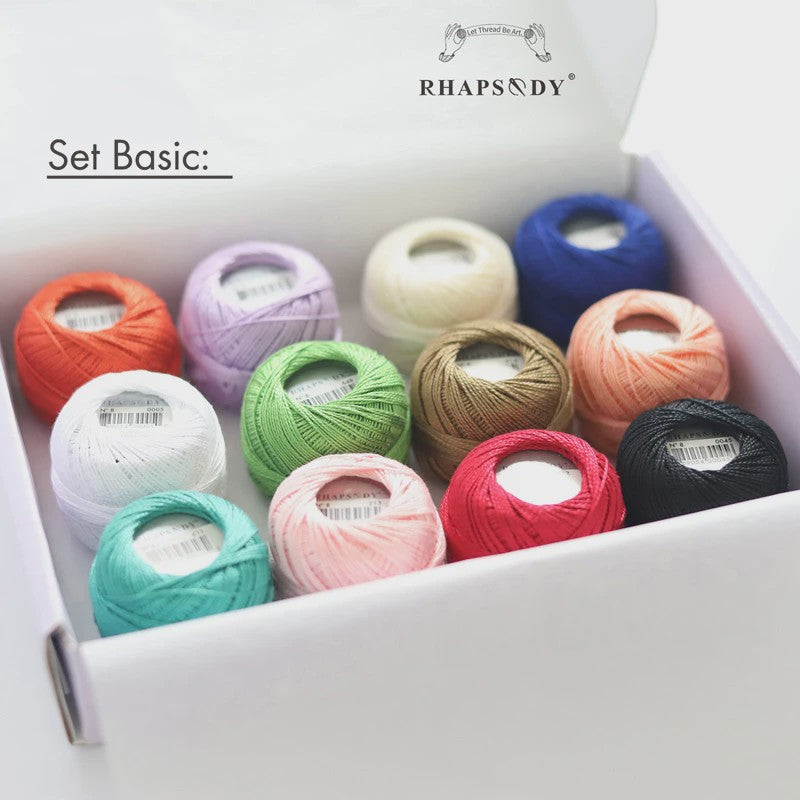 Rhapsody Pearl Cotton Garen Set - Maat 8 - 12 Bollen voor Haken, Borduren & Knutselen