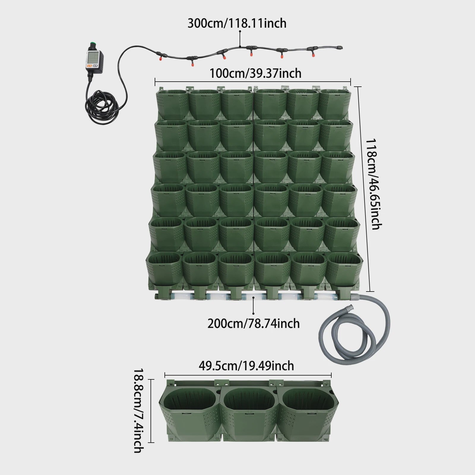 Verticale Wandplanter met Timer - Zelfwaterend - 36 Vakken - 100x118.5cm