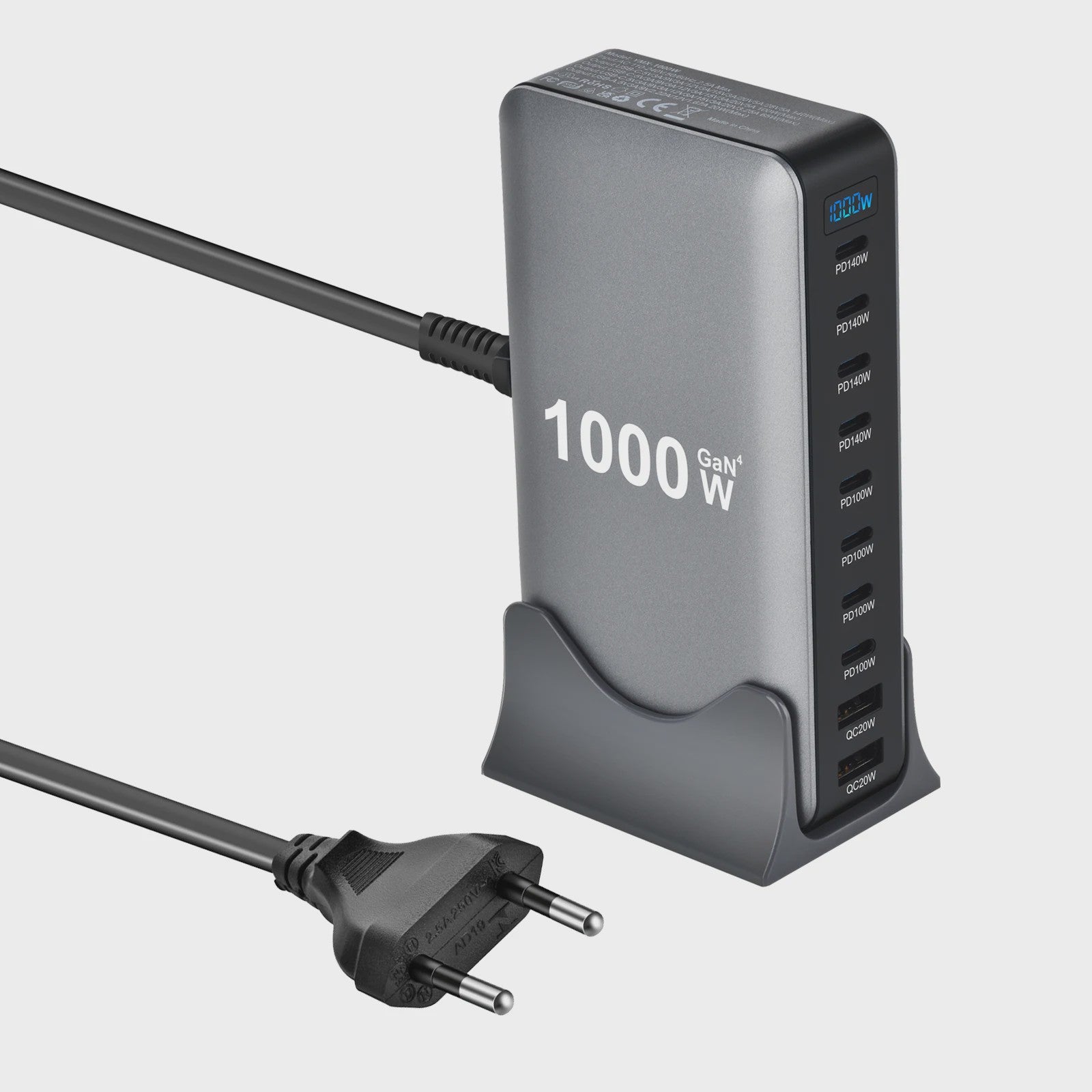 Krachtige 1000W Multi-Poort Desktop Lader met Snelladen voor Laptops en Tablets