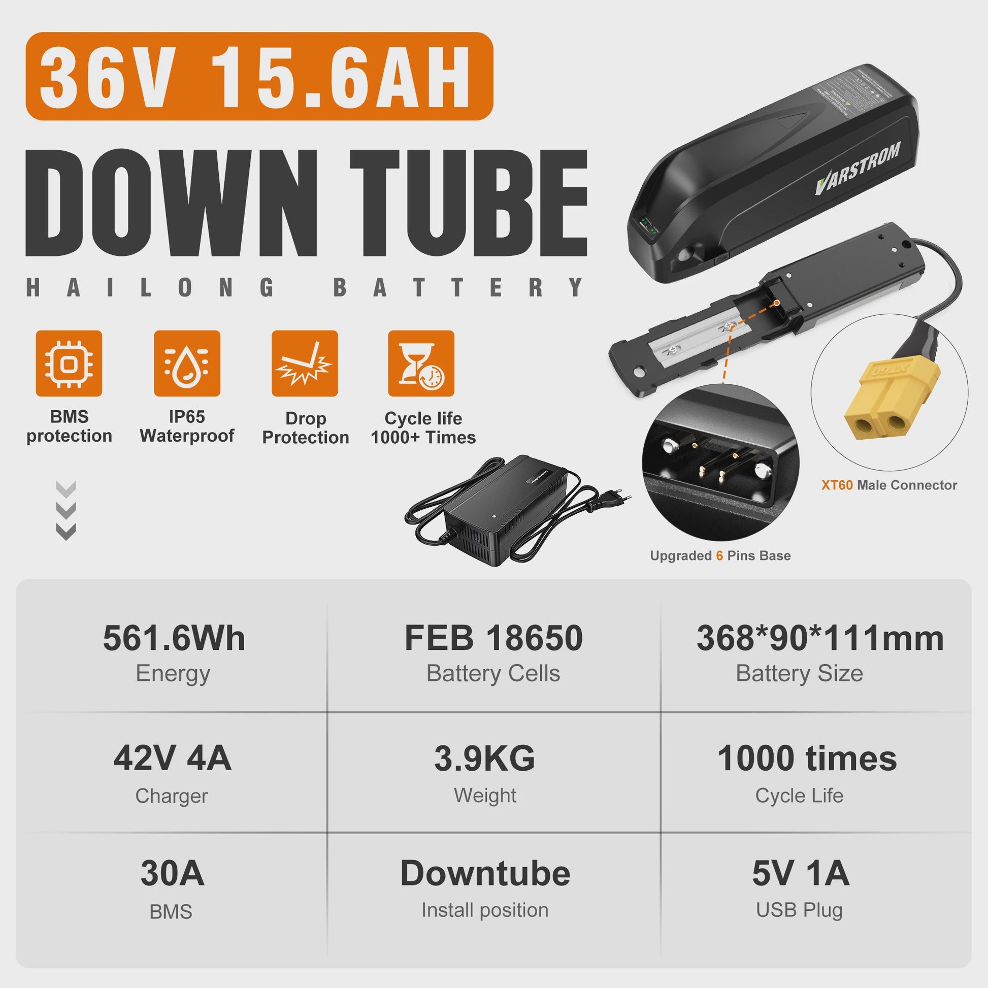 Krachtige Hailong E-bike Batterij 36V/48V/52V 20Ah-24Ah voor Bafang Motoren