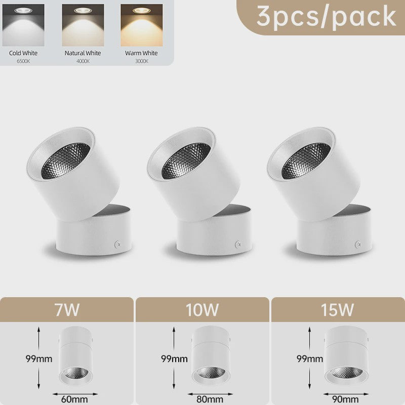 Opklapbare LED Downlight Spot - 7/10/15W - 3 Kleuren Licht - Plafondlamp