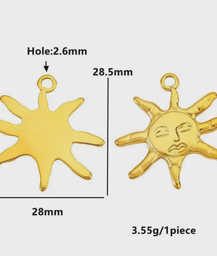 Set van 4 Gouden Bedeltjes: Zon, Hart, Schelp, Vis & Cactus - Roestvrij Staal 18k Goud PVD - DIY Sieraden Maken