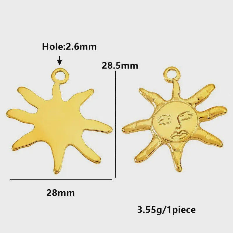 Set van 4 Gouden Bedeltjes: Zon, Hart, Schelp, Vis & Cactus - Roestvrij Staal 18k Goud PVD - DIY Sieraden Maken