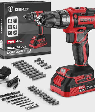 DEKO 20V Accuboormachine Set met Batterij en Lader - Krachtig en Veelzijdig
