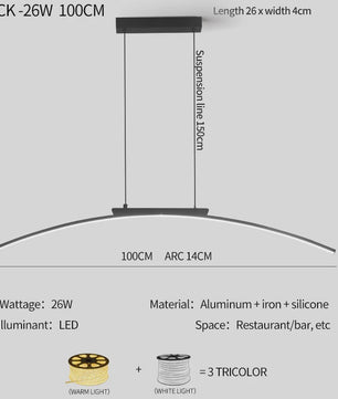 Moderne LED Boog Hanglamp - Stijlvolle Verstelbare Plafondlamp voor Eetkamer & Keuken