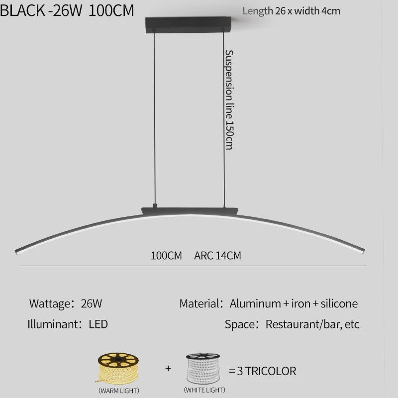 Moderne LED Boog Hanglamp - Stijlvolle Verstelbare Plafondlamp voor Eetkamer & Keuken