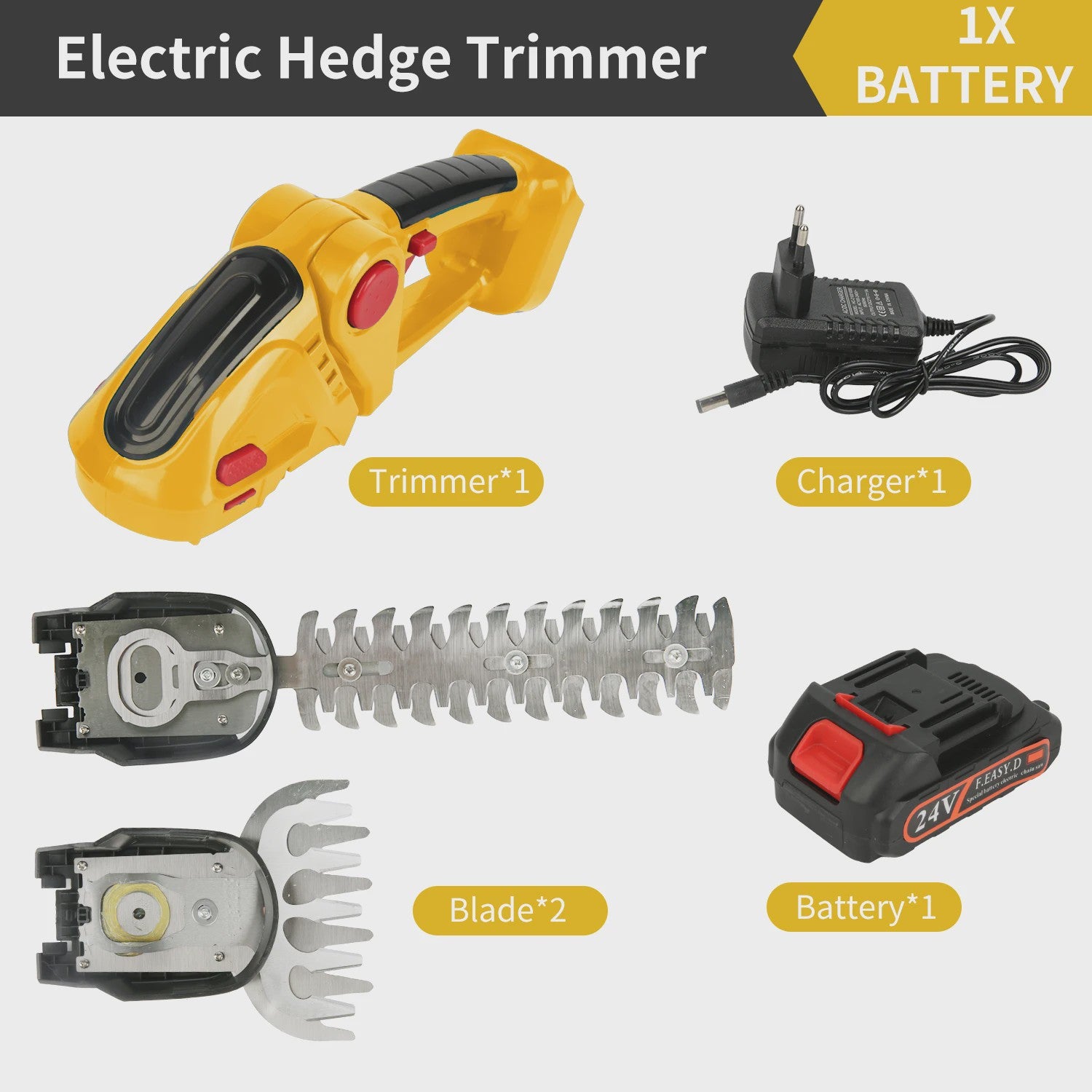 24V Draadloze Snoeischaar & Grasmaaier 2-in-1 met Lithium-Ion Batterij