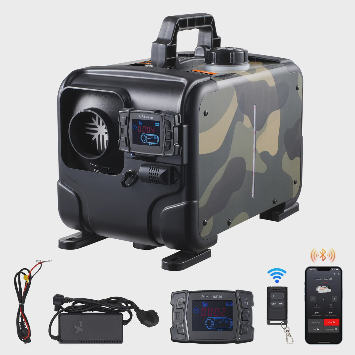 Krachtige 8KW Diesel Luchtverwarmer met Bluetooth App Controle - 12/24V