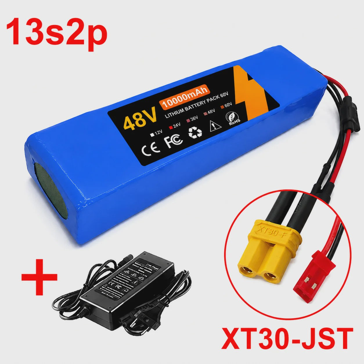 48V 100Ah Lithium Batterij Pack met BMS voor E-bike & Scooter - Inclusief 54.6V Lader