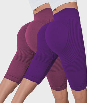 2-Pack Seamless High-Waisted Yoga Shorts met Push-Up Effect - Perfect voor Fitness & Training