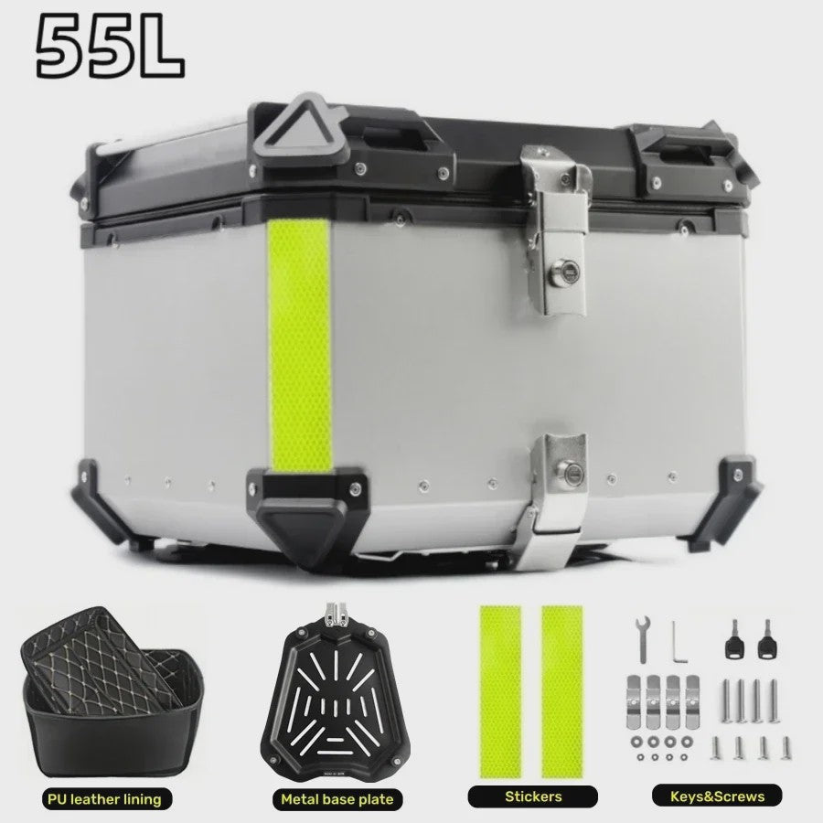 Waterdichte Aluminium Motor Topcase - 45L, 55L, 65L - Helmbox & Bagagebox