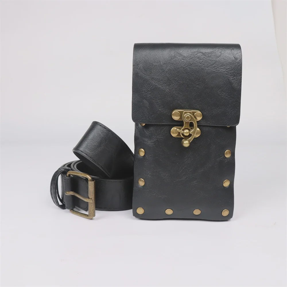 Middeleeuwse Cosplay Lederen Riem met Tas en Decoratieve Sleutels - Renaissance & Halloween Accessoire