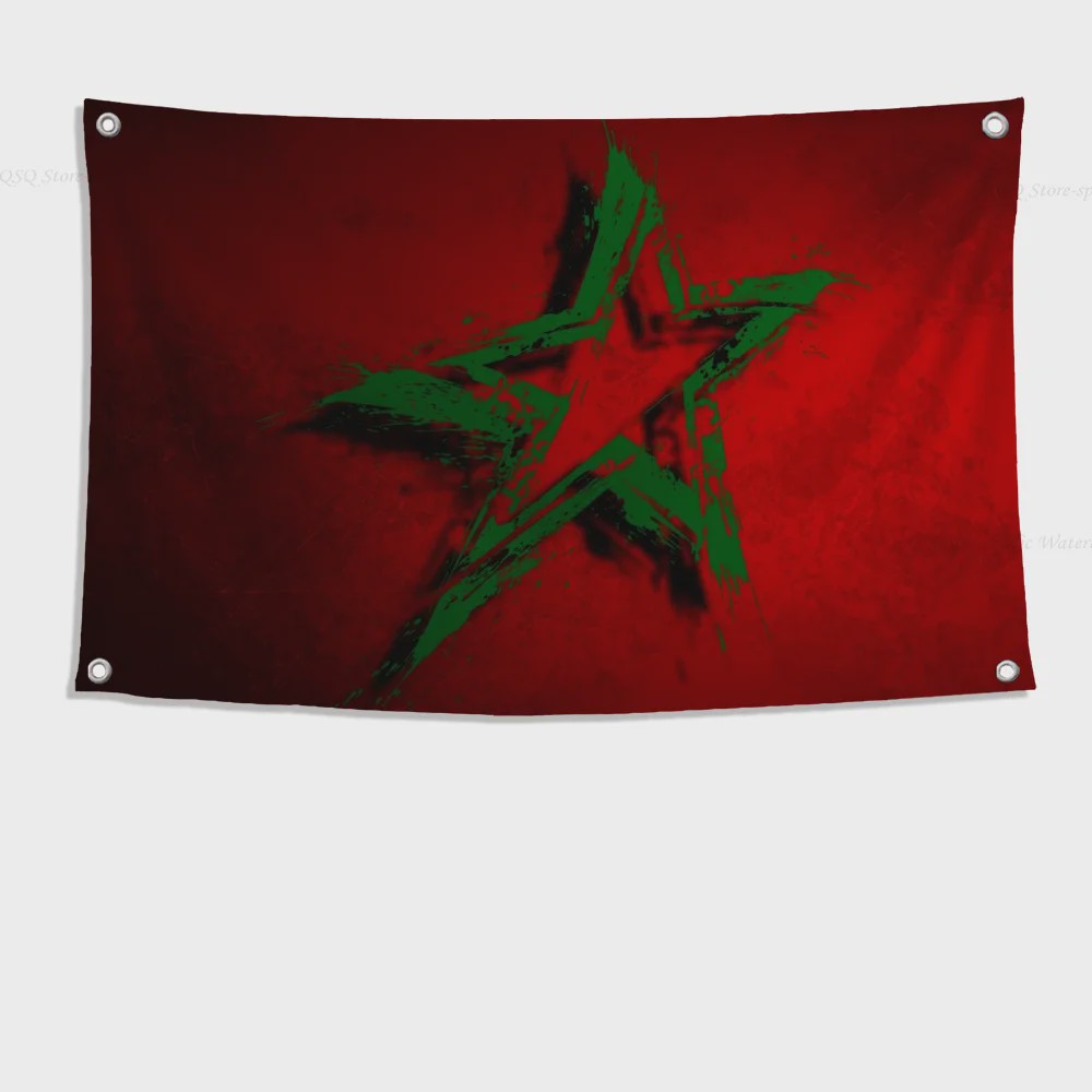 Marokkaanse Vlag - Polyester Decoratie met Ophangringen voor Binnen en Buiten