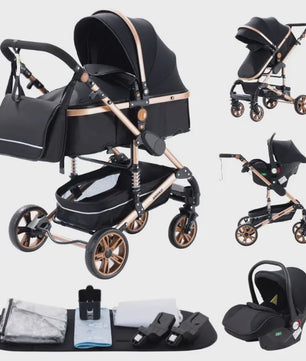3-in-1 Multifunctionele Kinderwagen - Lichtgewicht en Compact met Babyzitje en Reiswieg