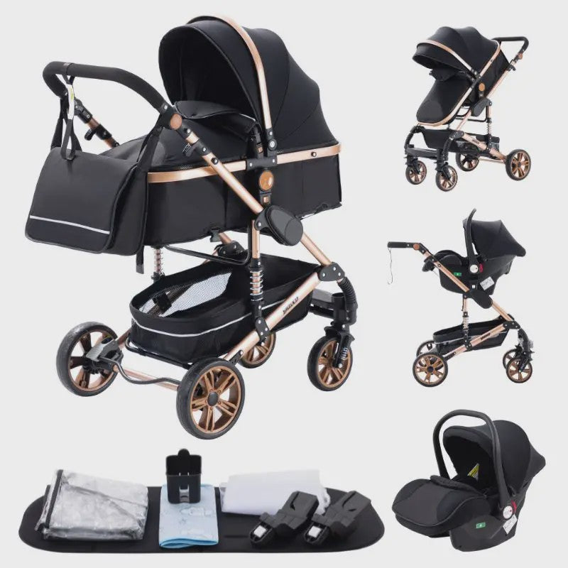3-in-1 Multifunctionele Kinderwagen - Lichtgewicht en Compact met Babyzitje en Reiswieg