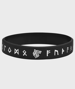 Mprainbow Heren Viking Rune Armband - Wolf Design, Zwart/Wit Siliconen Polsband
