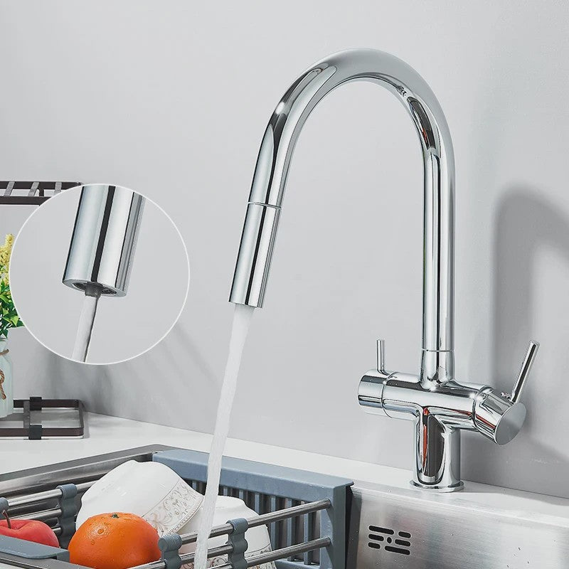 Keukenmengkraan met Uittrekbare Douchekop en Waterfilter - Goudkleurig