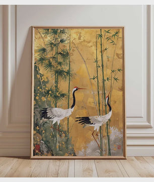 Elegante Japanse Kraanvogels Poster - Aziatische Wanddecoratie op Canvas