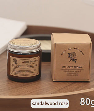 Aromatherapie Kaars in Bruin Glazen Pot - Geurkaars voor Huisdecoratie & Cadeau