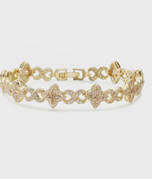 Luxe Gouden Armband met Klaver Hanger en Sprankelende Zirkonia - Dames Sieraden
