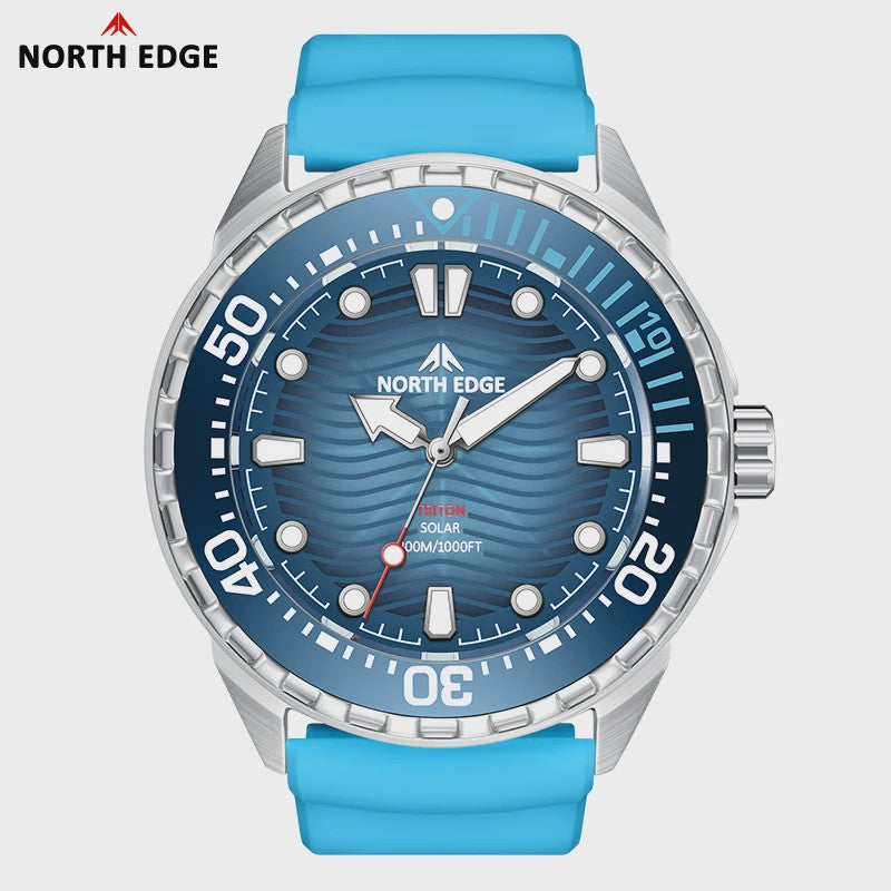 NORTH EDGE TRITON Heren Duikhorloge - Solar Powered, 300M Waterdicht, RVS