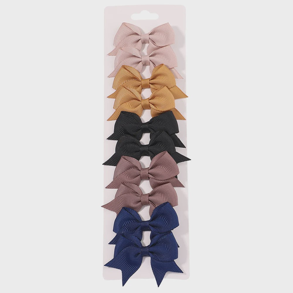 Set van 10 Handgemaakte Strikjes Haarclips voor Baby Meisjes - Lint Strikjes Haaraccessoires