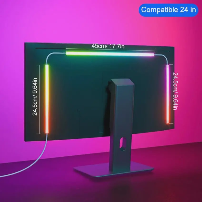 RGBIC LED Strip Verlichting voor Monitor (24-34 Inch) - APP & Muziek Sync