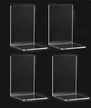 8x Stevige Doorzichtige Boekensteunen - Ideale Organizer voor Boeken, Films & CD's