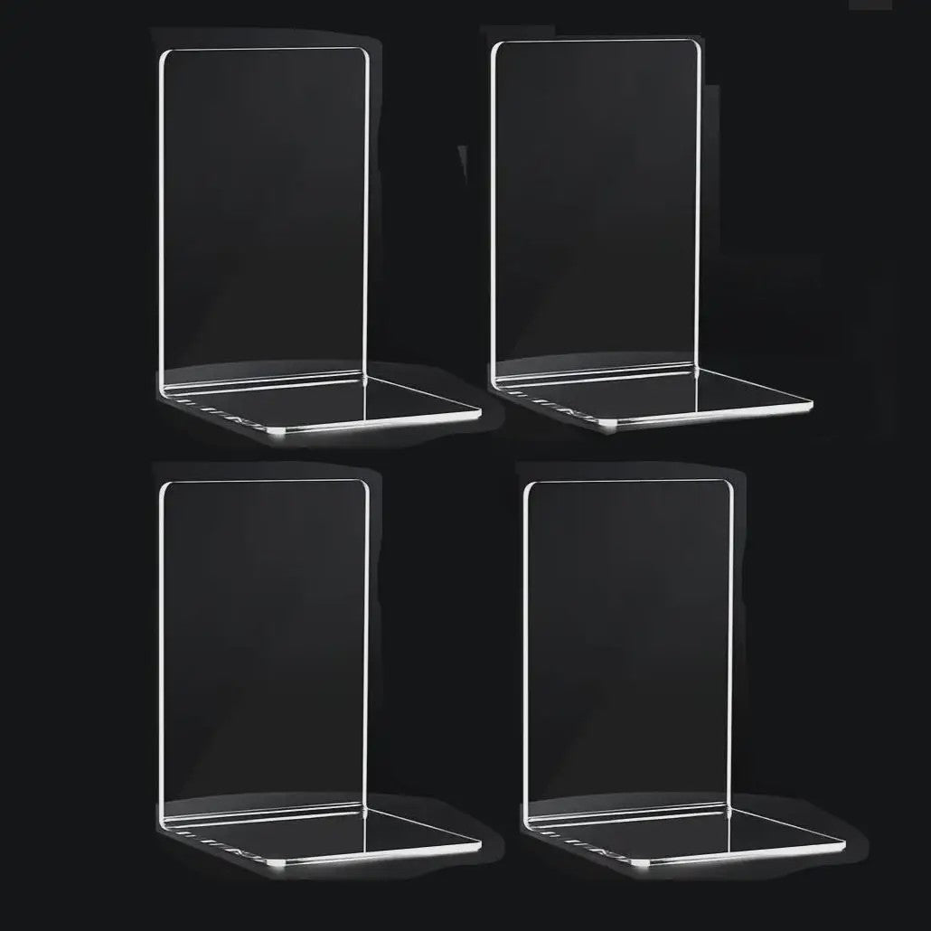 8x Stevige Doorzichtige Boekensteunen - Ideale Organizer voor Boeken, Films & CD's