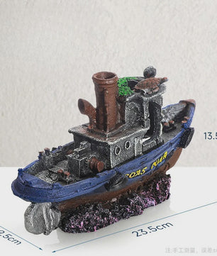 Uniek Scheepswrak Aquarium Decoratie - Verzonken Piratenschip Vistank Ornament